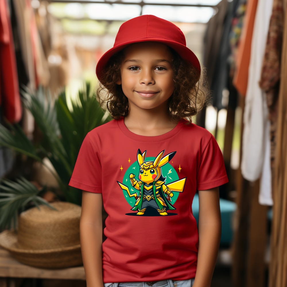 Camiseta Infanto Juvenil Personagens Pikachu Personagem Loki vilão