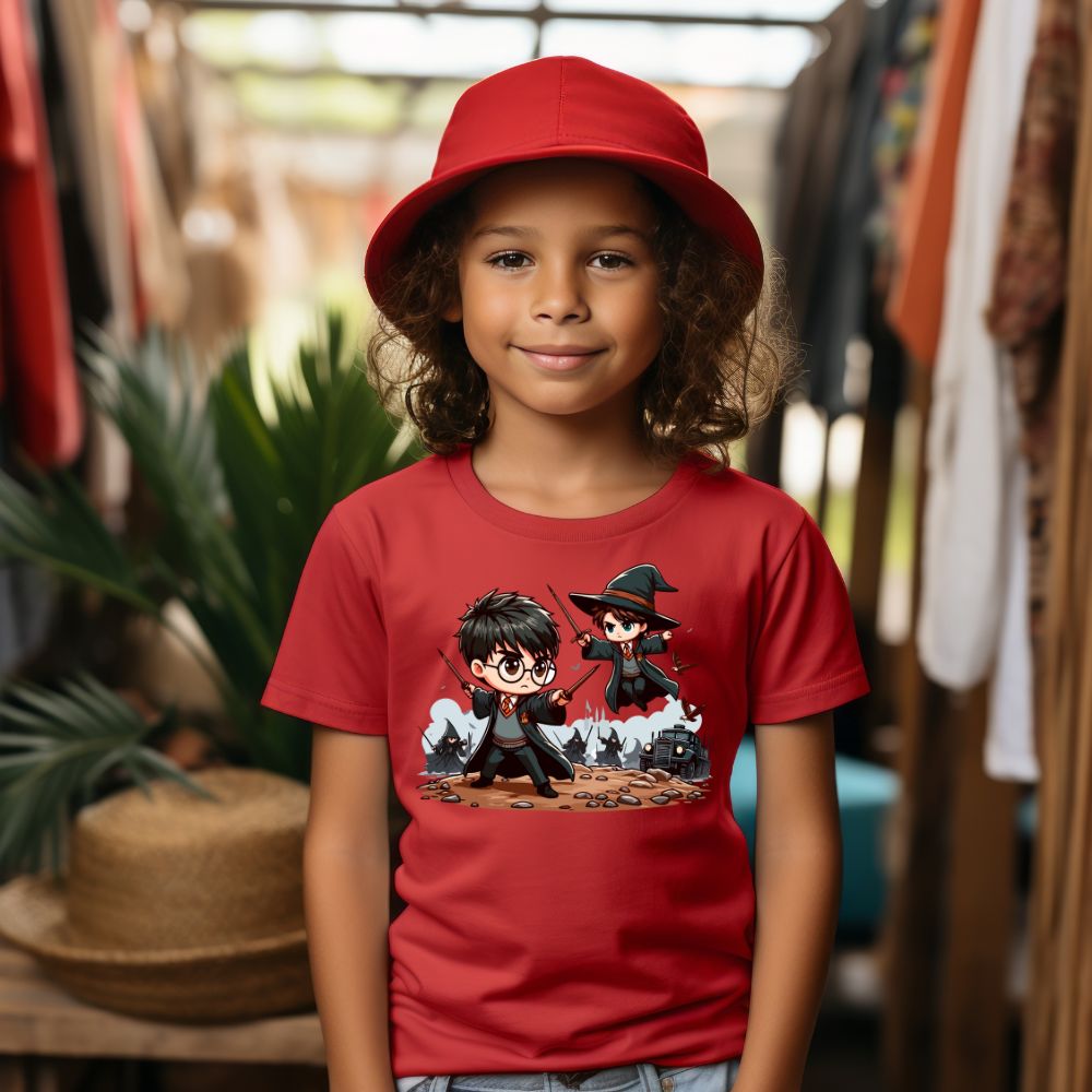 Camiseta Infanto Juvenil Personagens Harry Potter Varinha Mágica