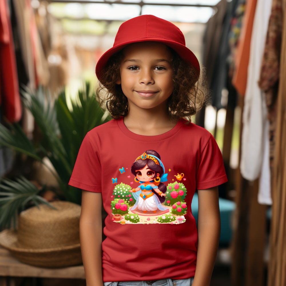 Camiseta Infanto Juvenil Personagens Princesa Jasmine Aladdin