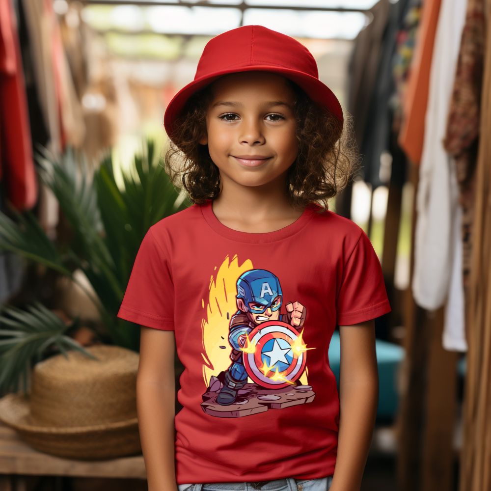 Camiseta Infanto Juvenil Personagens Super Herois Capitão América
