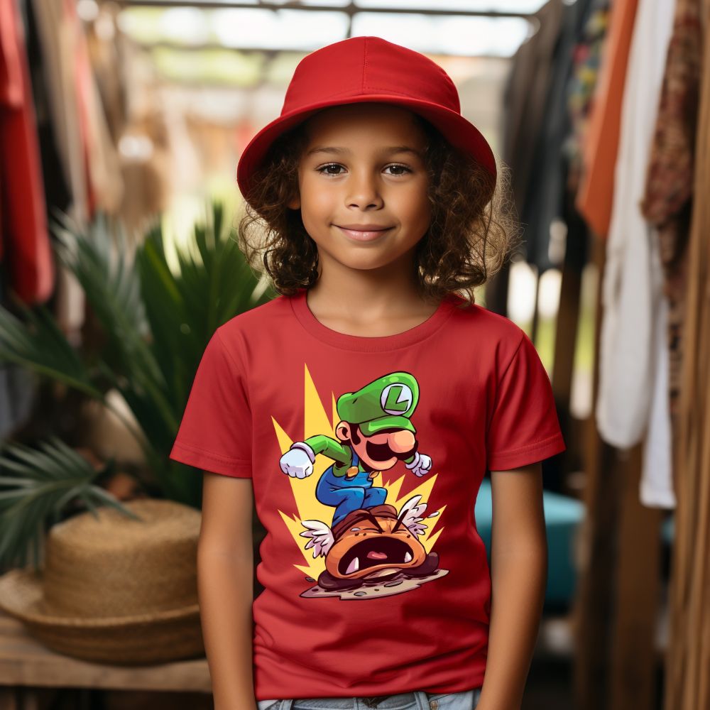 Camiseta Infanto Juvenil Personagens Super Mario Personagem Luigi