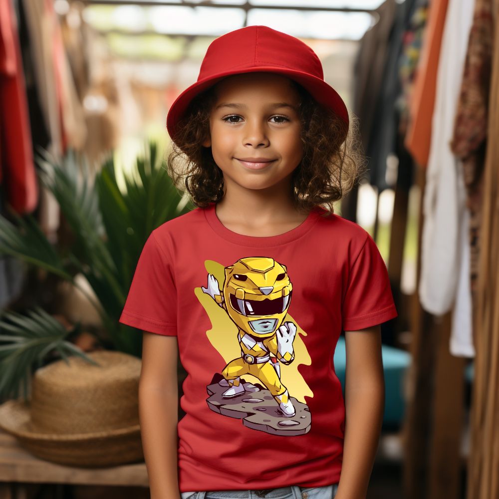 Camiseta Infanto Juvenil Personagens Power Rangers Amarelo