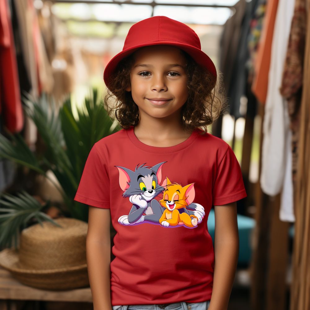 Camiseta Infanto Juvenil Personagens Gatinhos desenhos Tom e Jerry