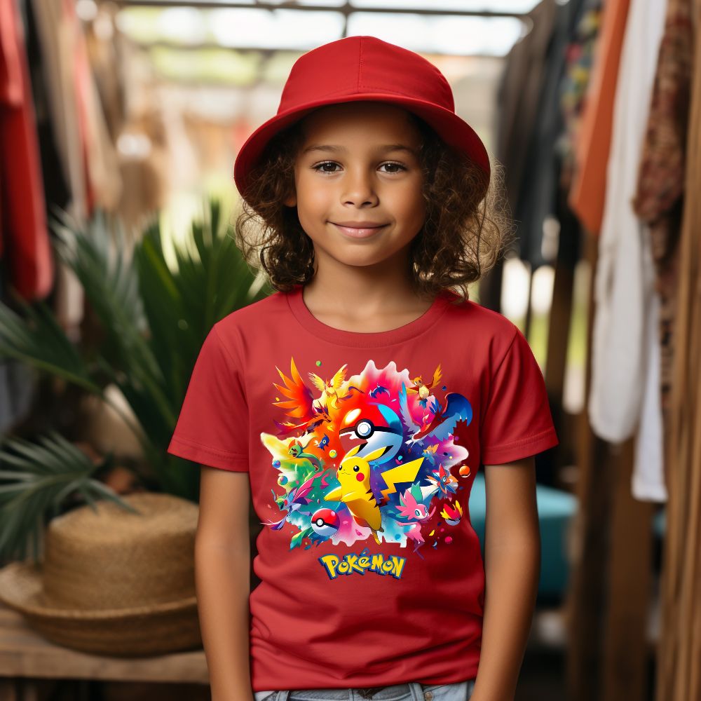 Camiseta Infanto Juvenil Personagens Pokémon Pokebola Games