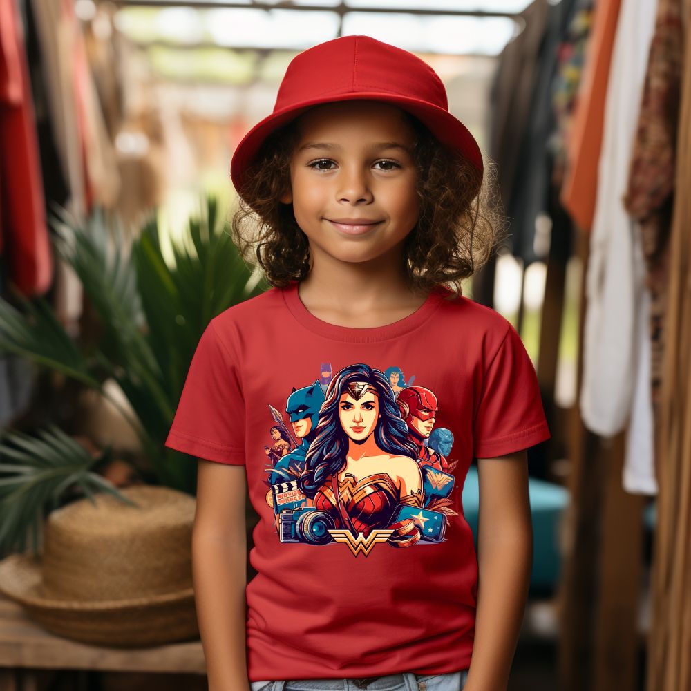 Camiseta Infanto Juvenil Personagens Liga da Justiça Super Heróis