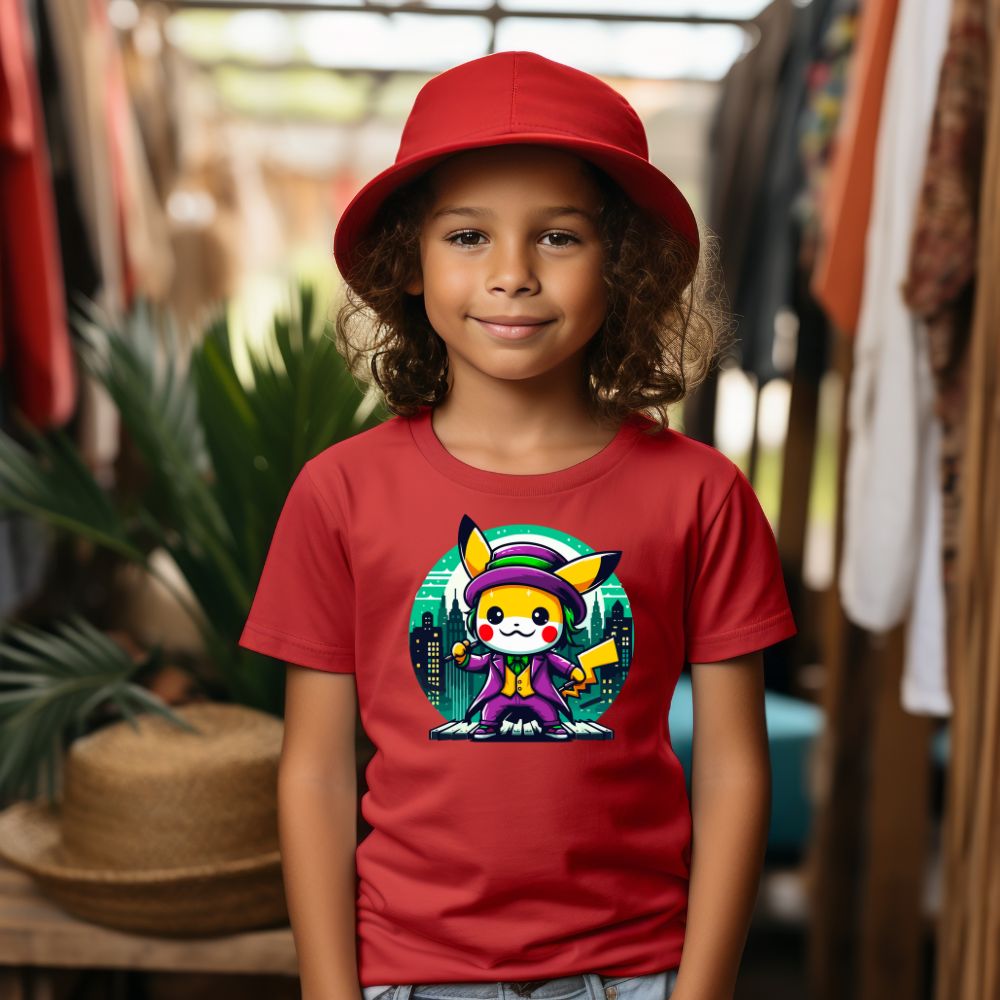 Camiseta Infanto Juvenil Personagens Pikachu Super Heróis Coringa Joker