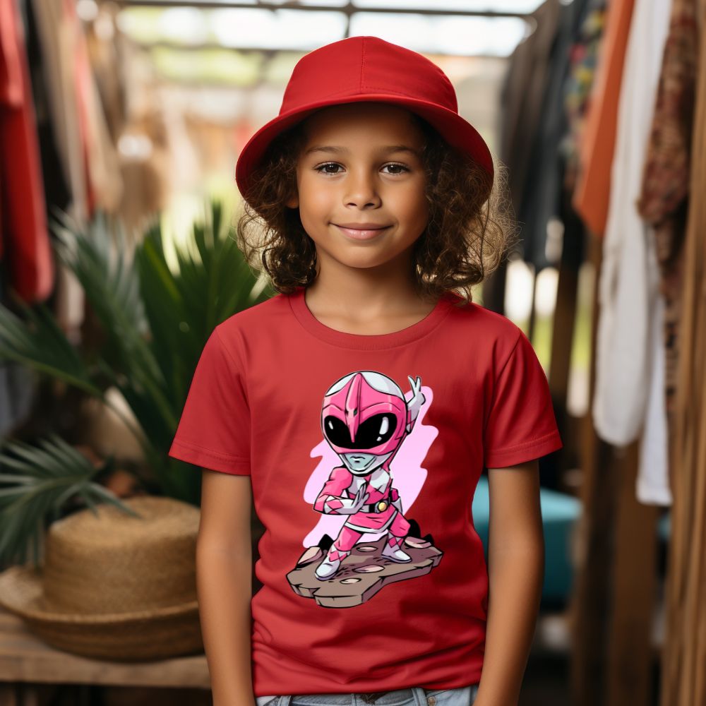 Camiseta Infanto Juvenil Personagens Power Rangers Rosa