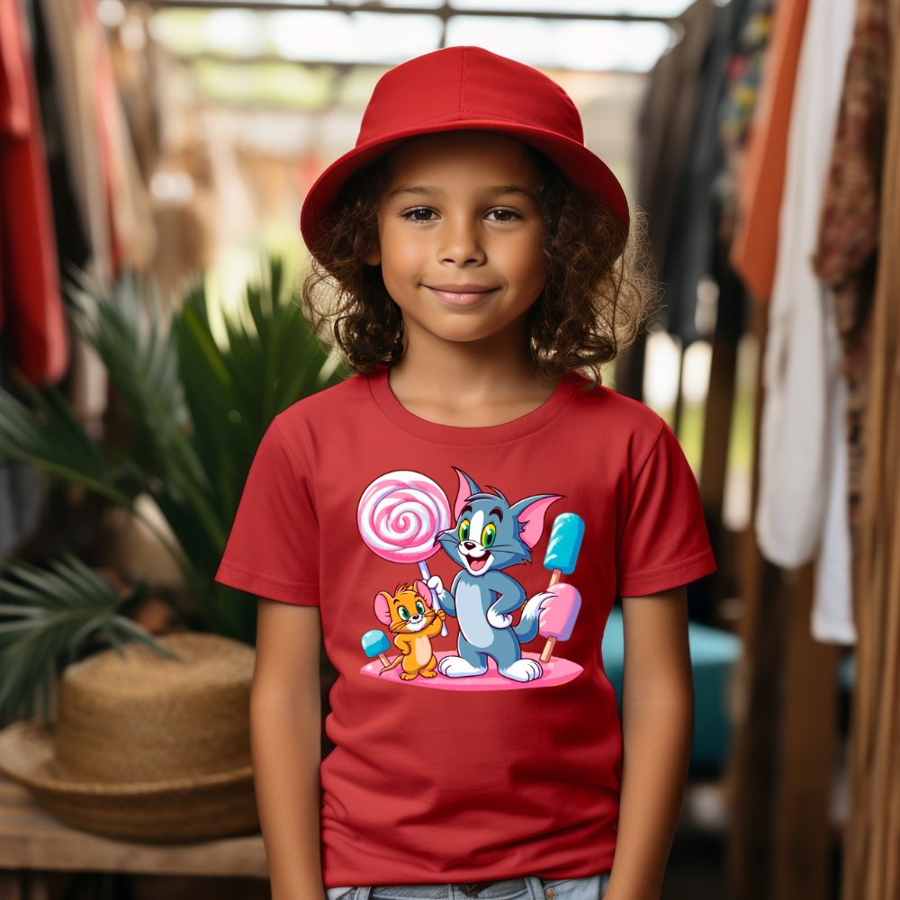 Camiseta Infanto Juvenil Personagens Tom e Jerry Desenho kids