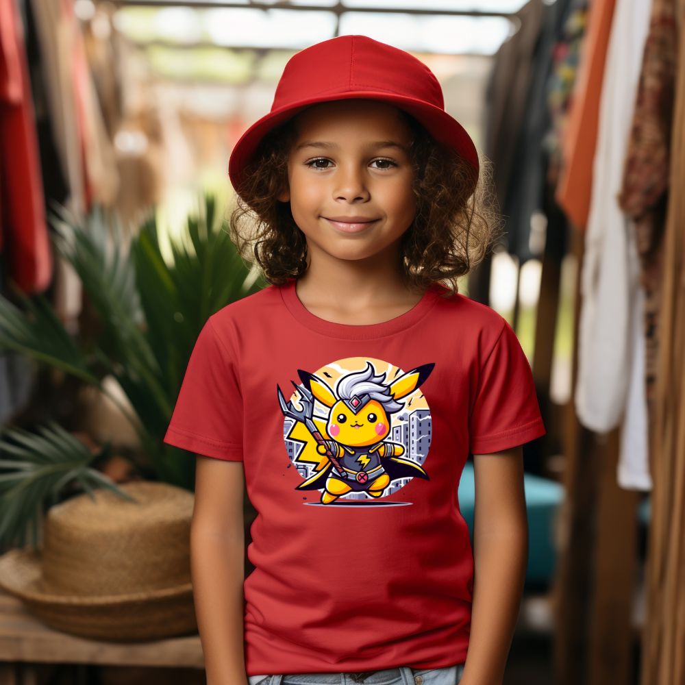 Camiseta Infanto Juvenil Personagens Pikachu Super Heróis 05