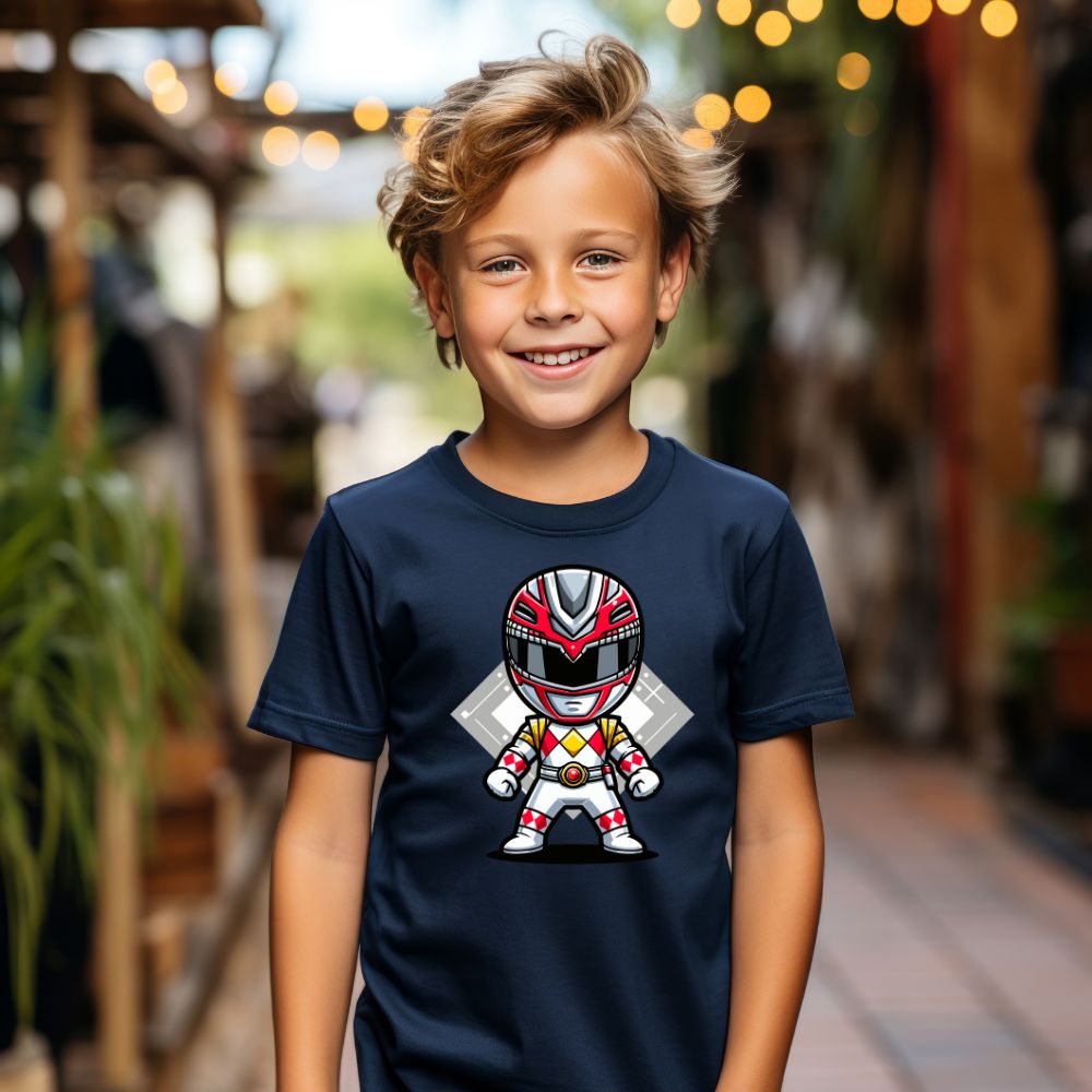 Camiseta Infanto Juvenil Personagens Power Rangers Branco