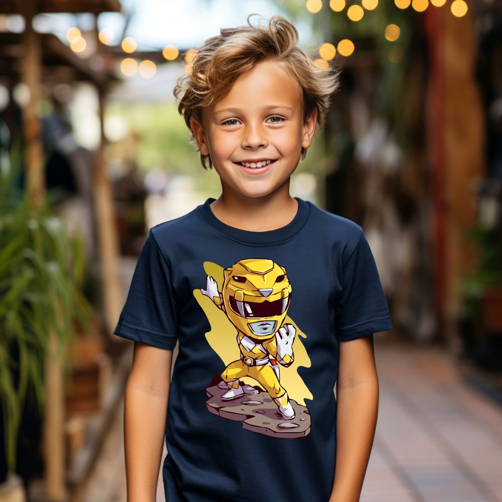 Camiseta Infanto Juvenil Personagens Power Rangers Amarelo