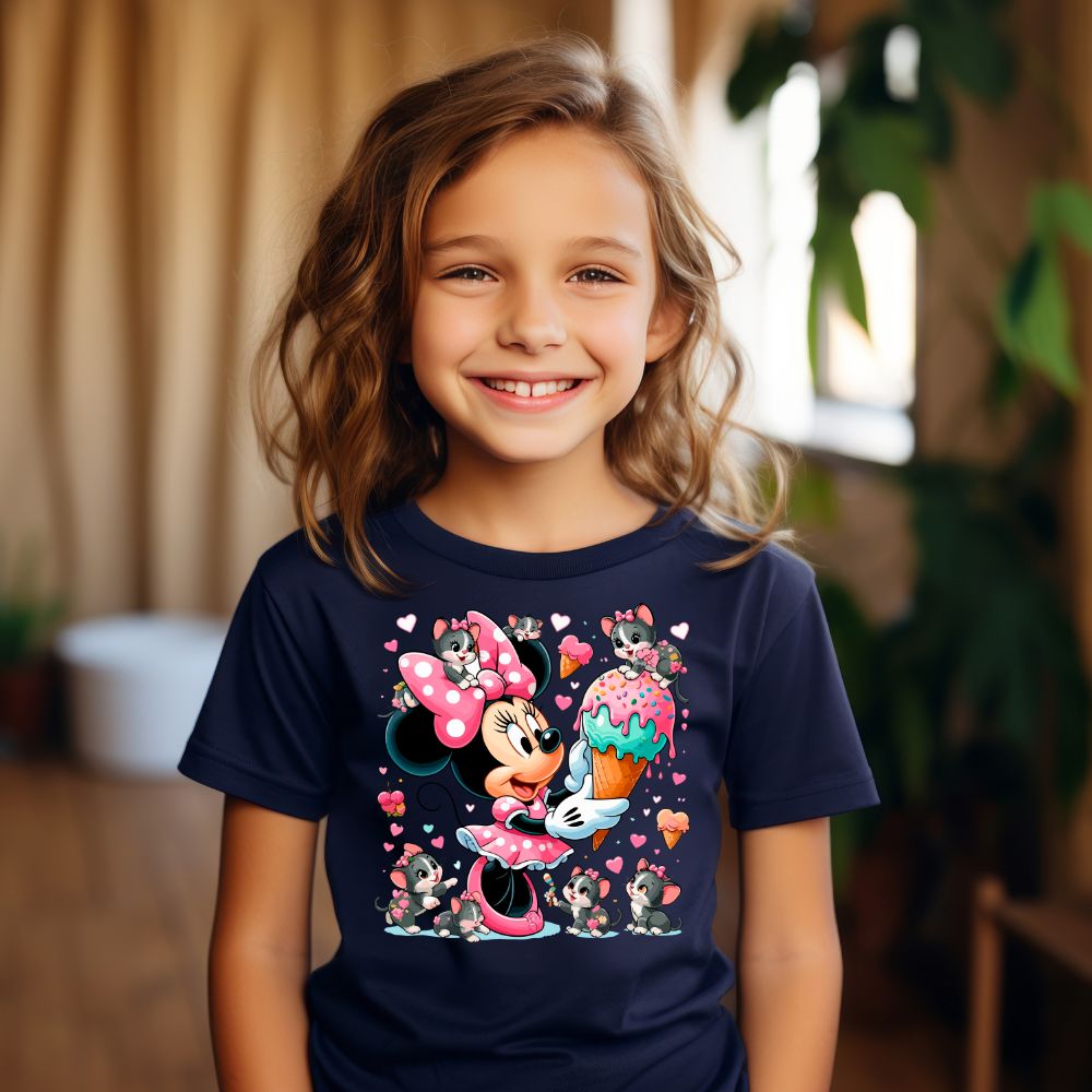 Camiseta Infanto Juvenil Personagens Minnie Sorvetes Personagem Feminina