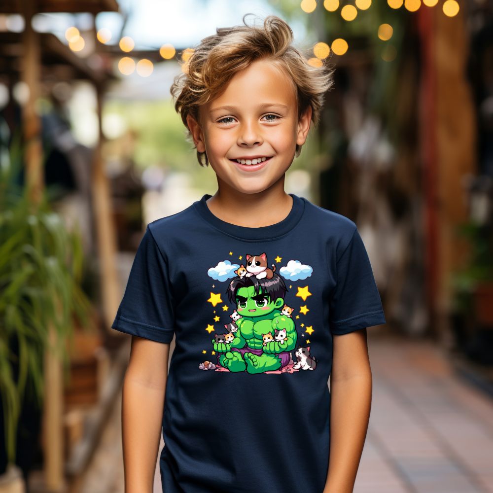 Camiseta Infanto Juvenil Personagens Hulk Gatinhos