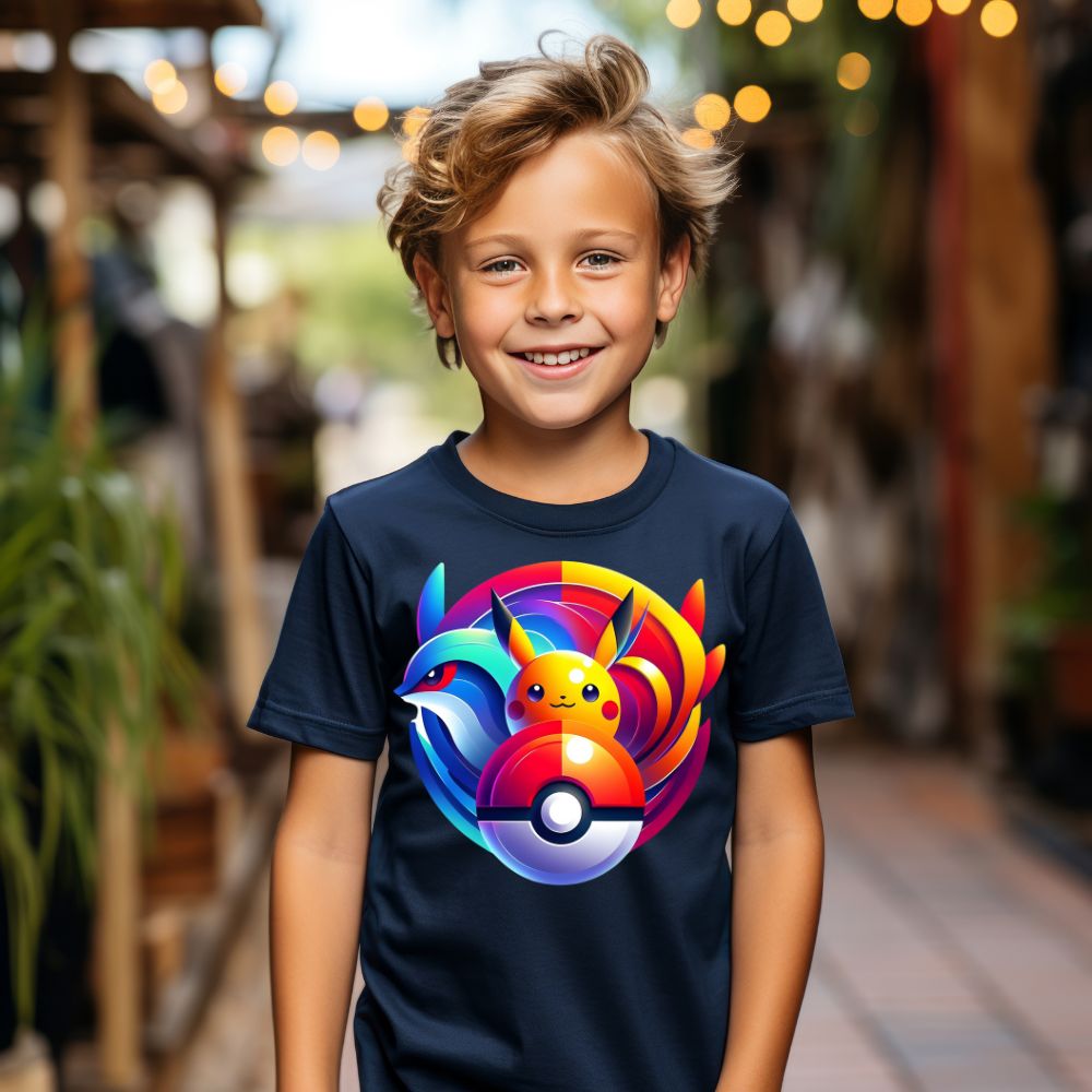 Camiseta Infanto Juvenil Personagens Pikachu Pokémon Vintage Pokebola