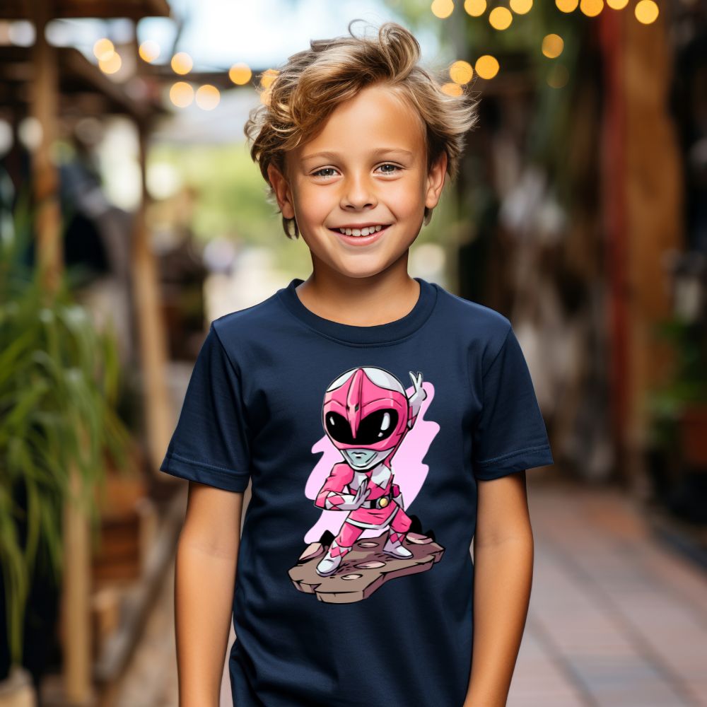 Camiseta Infanto Juvenil Personagens Power Rangers Rosa