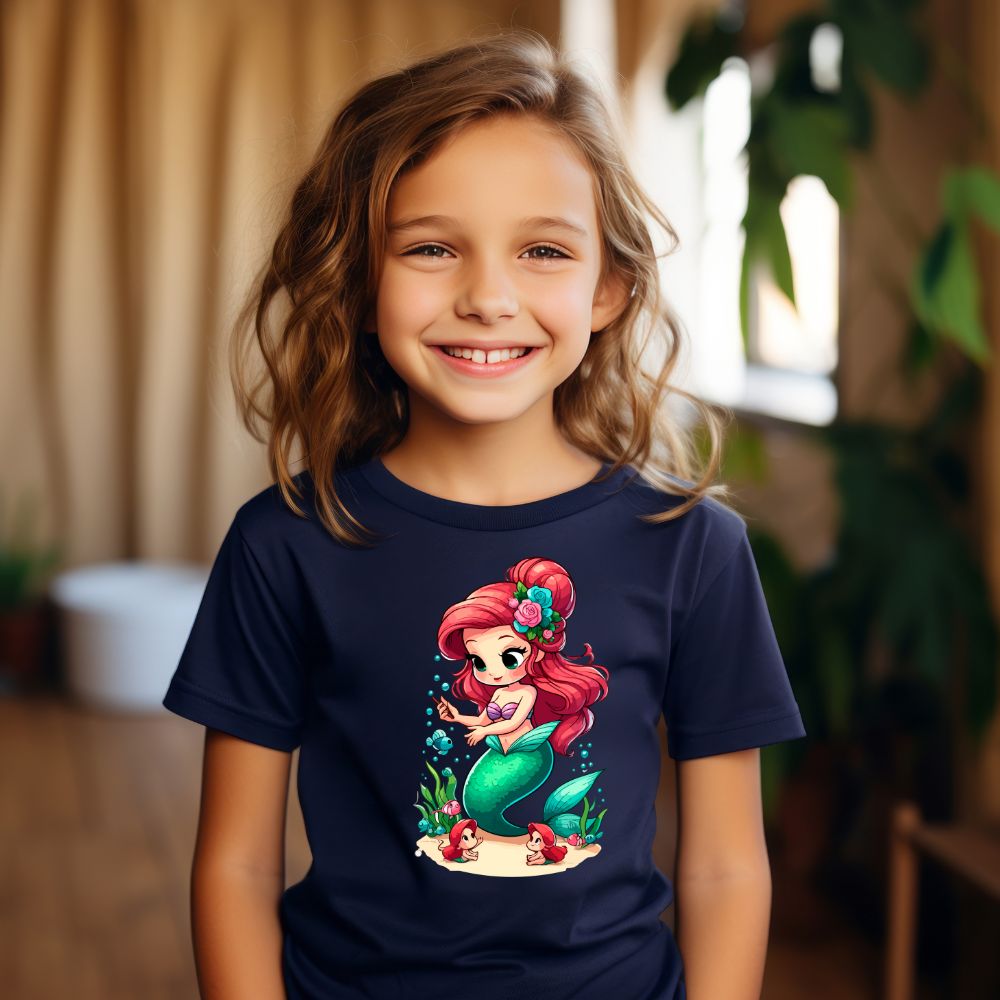 Camiseta Infanto Juvenil Personagens Feminina Sereia Ariel