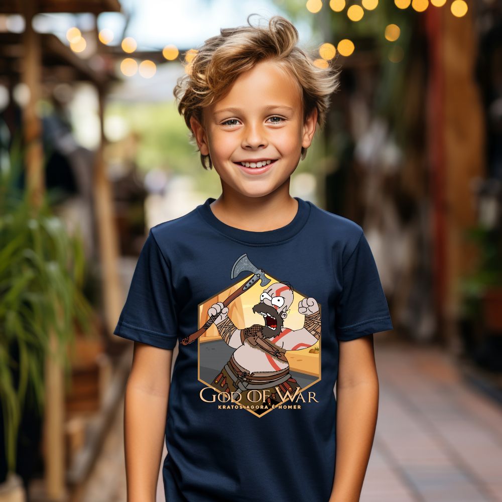 Camiseta Infanto Juvenil Personagens Simpsons Homer God of War