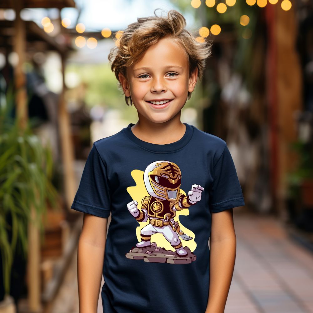 Camiseta Infanto Juvenil Personagens Power Rangers Amarelo 01
