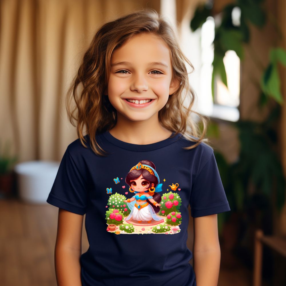 Camiseta Infanto Juvenil Personagens Princesa Jasmine Aladdin