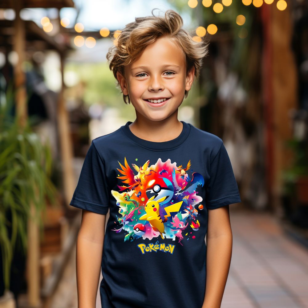 Camiseta Infanto Juvenil Personagens Pokémon Pokebola Games