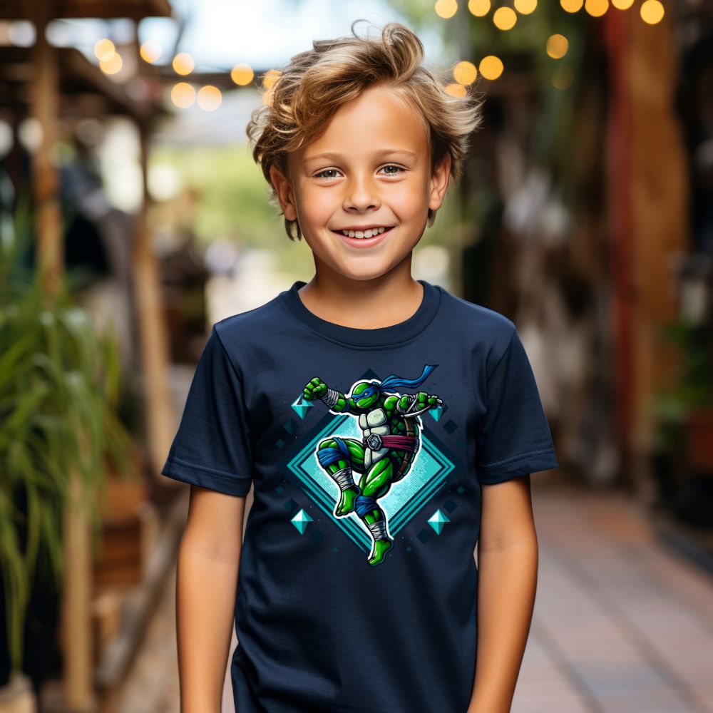 Camiseta Infanto Juvenil Personagens Tartarugas Ninjas Leonardo