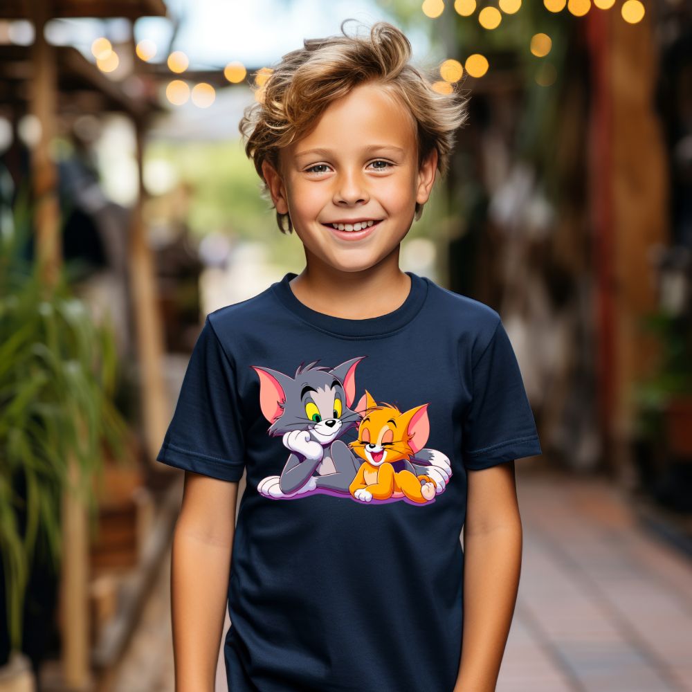 Camiseta Infanto Juvenil Personagens Gatinhos desenhos Tom e Jerry