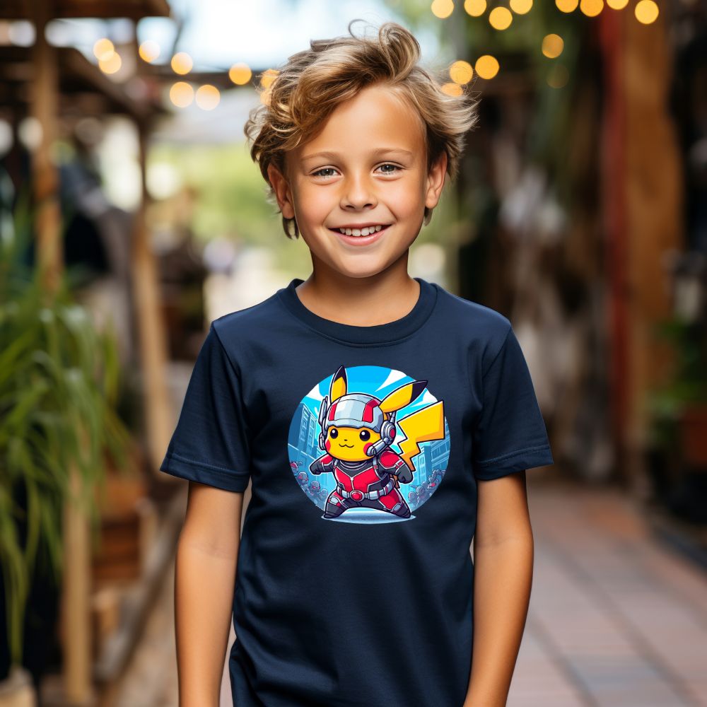 Camiseta Infanto Juvenil Personagens Pikachu Super Heróis Homem Formiga