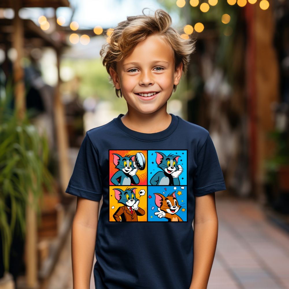 Camiseta Infanto Juvenil Personagens Tom e Jerry Desenhos Infantil
