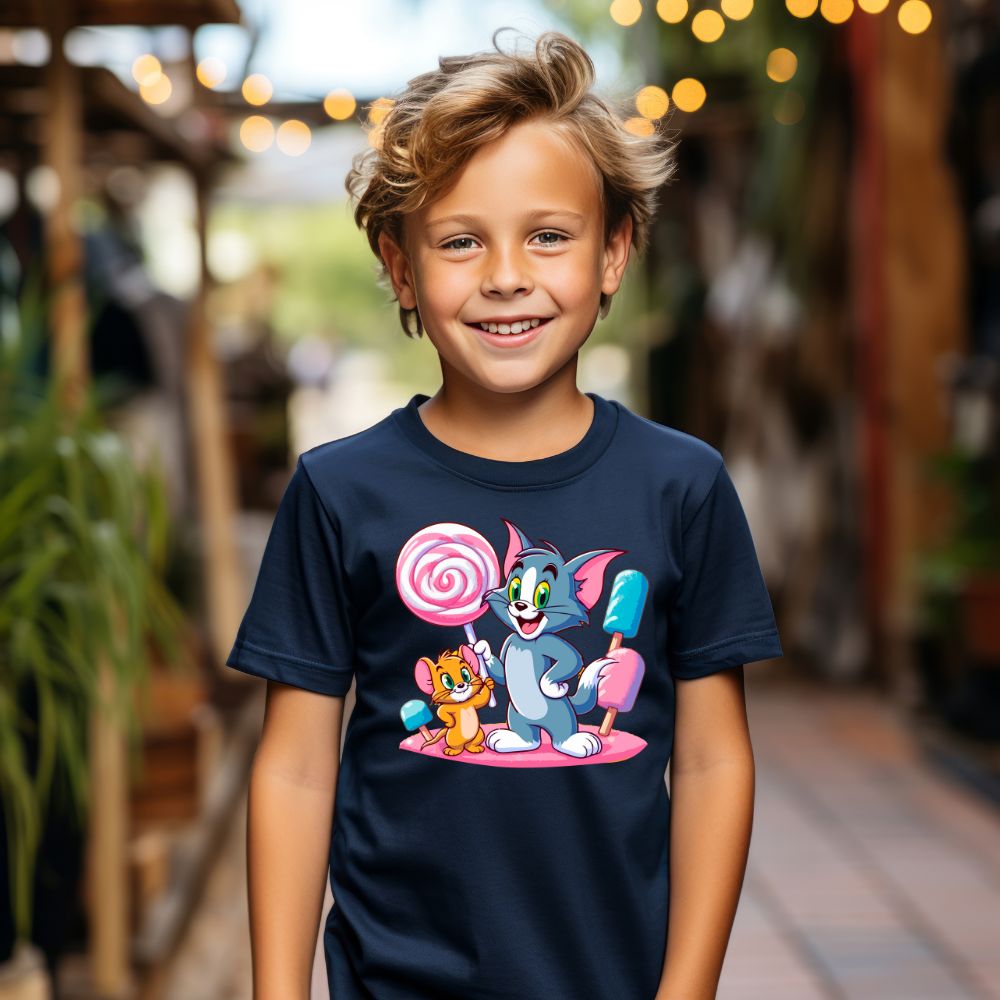 Camiseta Infanto Juvenil Personagens Tom e Jerry Desenho kids
