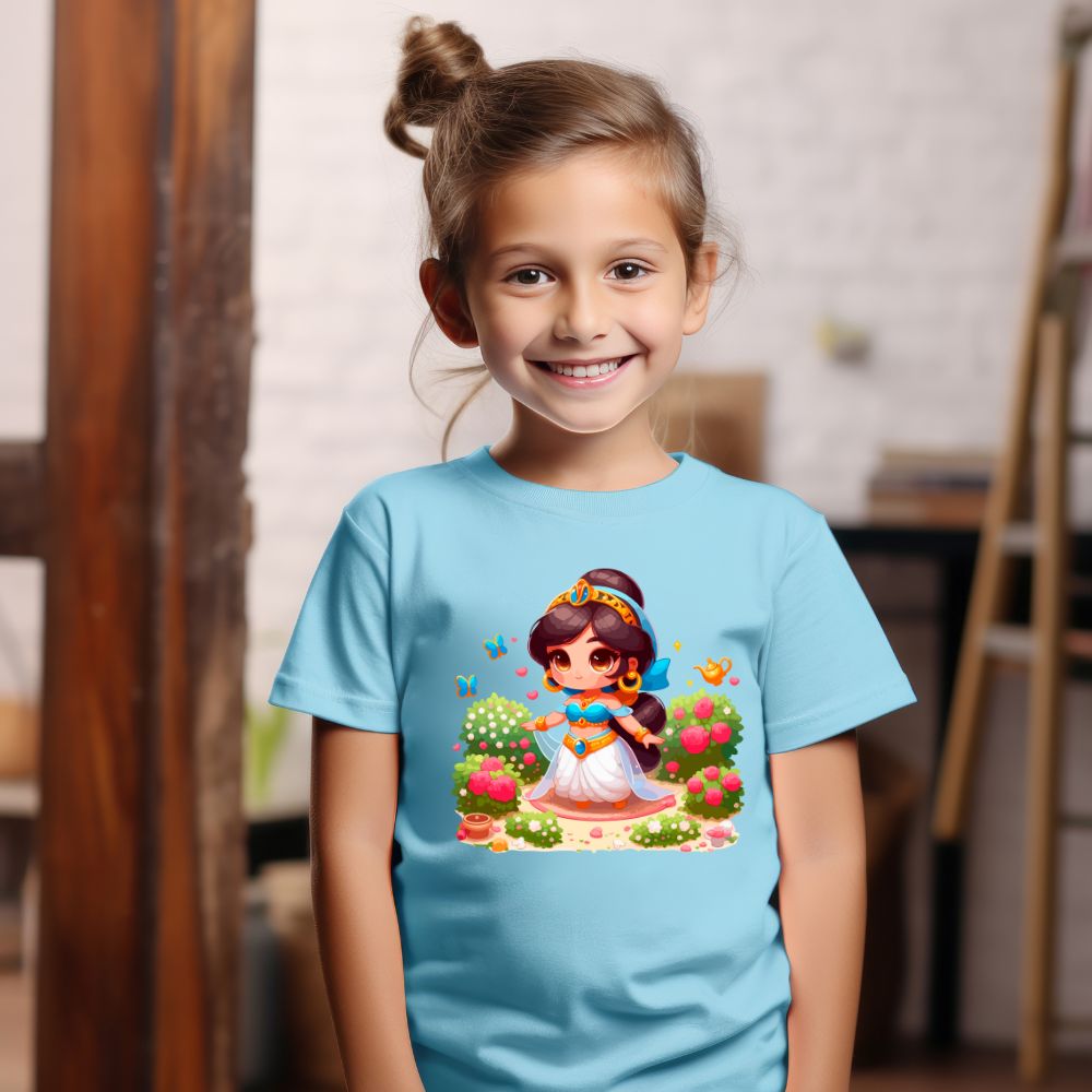 Camiseta Infanto Juvenil Personagens Princesa Jasmine Aladdin