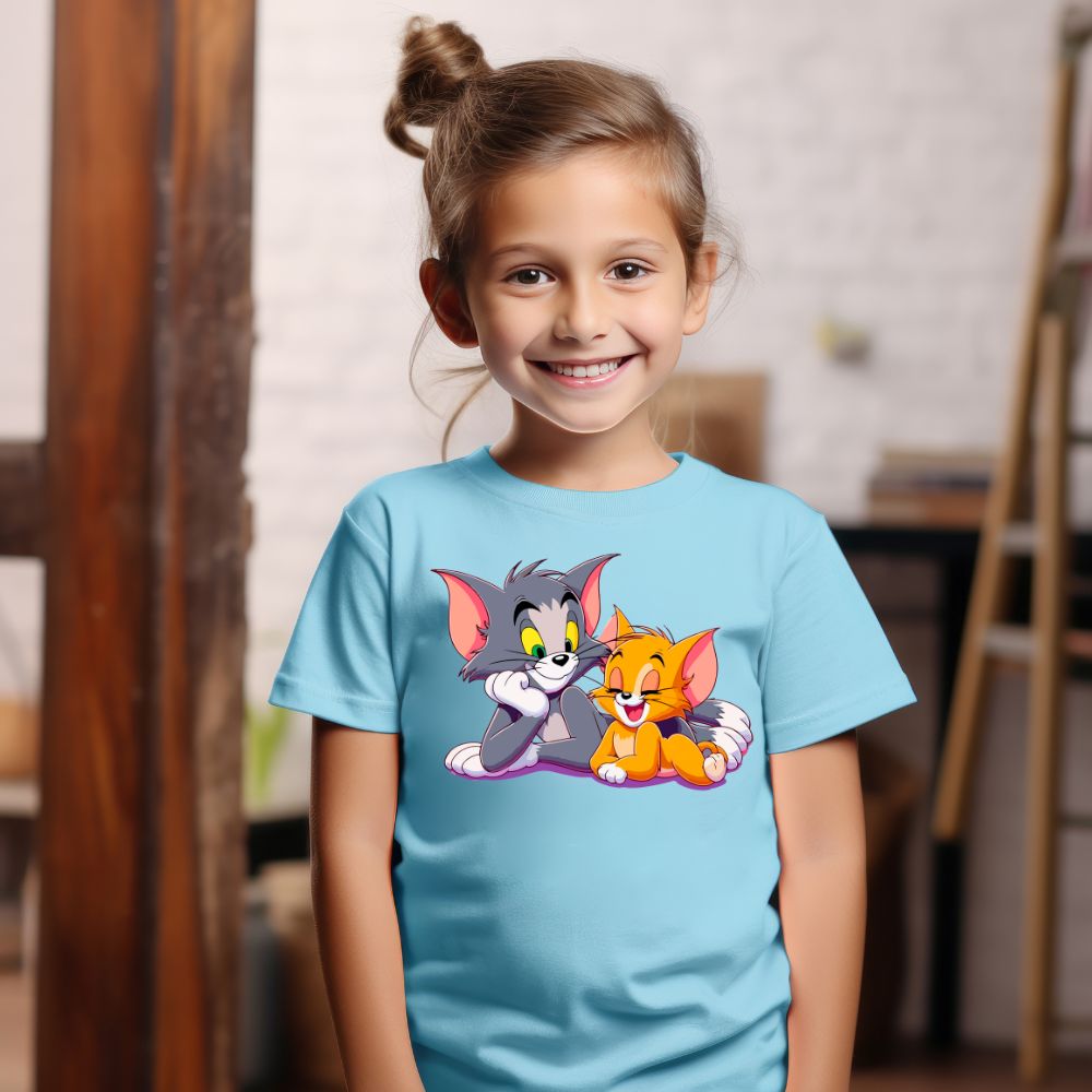 Camiseta Infanto Juvenil Personagens Gatinhos desenhos Tom e Jerry