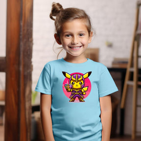 Camiseta Infanto Juvenil Personagens Pikachu Super Heróis Thanos