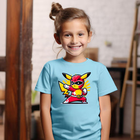 Camiseta Infanto Juvenil Personagens Pikachu Heróis Power Rangers