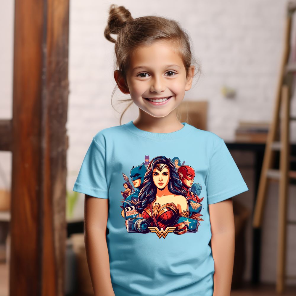 Camiseta Infanto Juvenil Personagens Liga da Justiça Super Heróis