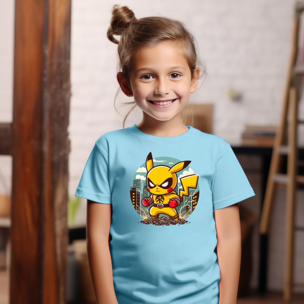 Camiseta Infanto Juvenil Personagens Pikachu Super Heróis Wolverine x-men