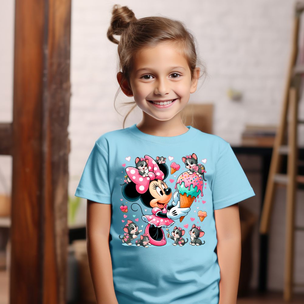 Camiseta Infanto Juvenil Personagens Minnie Sorvetes Personagem Feminina