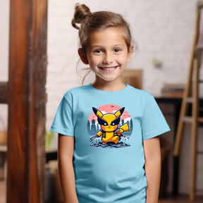 Camiseta Infanto Juvenil Personagens Pikachu Super Heróis Wolverine 01