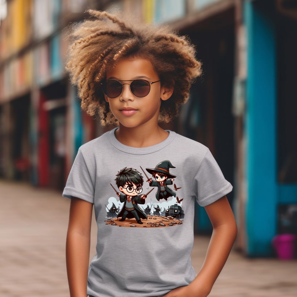 Camiseta Infanto Juvenil Personagens Harry Potter Varinha Mágica