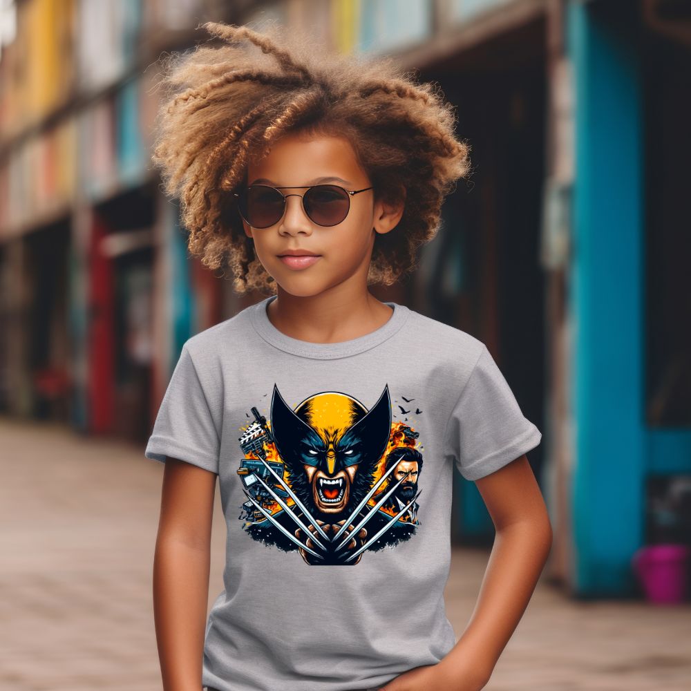 Camiseta Infanto Juvenil Personagens Wolverine X men Garras Super heróis