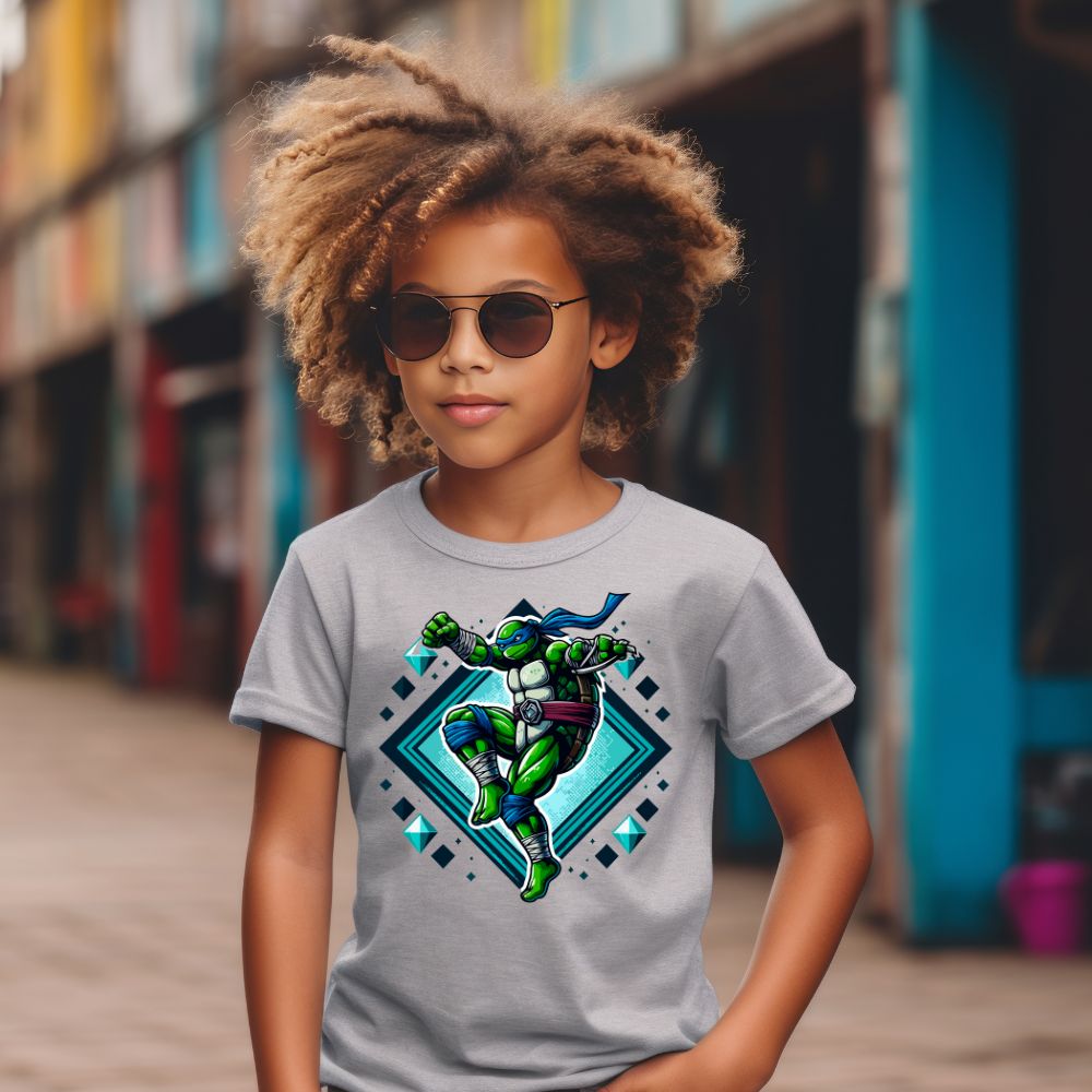 Camiseta Infanto Juvenil Personagens Tartarugas Ninjas Leonardo