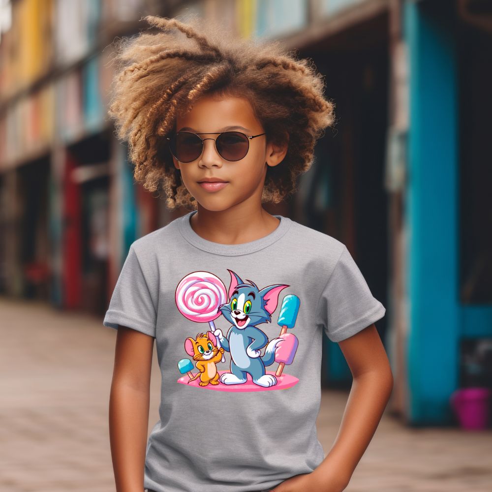 Camiseta Infanto Juvenil Personagens Tom e Jerry Desenho kids
