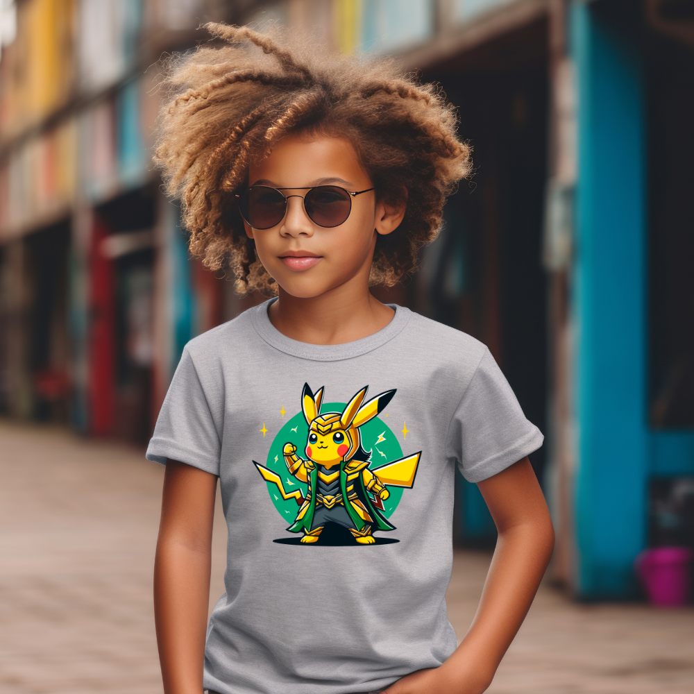 Camiseta Infanto Juvenil Personagens Pikachu Personagem Loki vilão