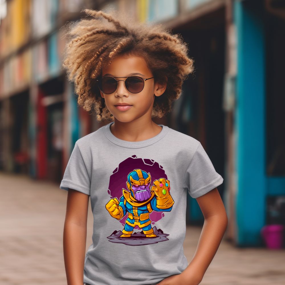 Camiseta Infanto Juvenil Personagens Super Heróis Thanos Vilão