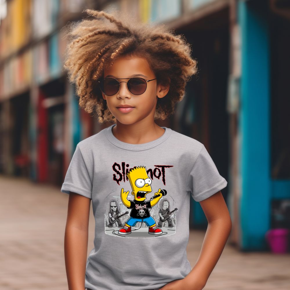 Camiseta Infanto Juvenil Personagens Bart Simpsons Rock Roll