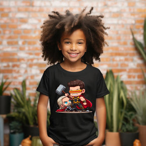 Camiseta Infanto Juvenil Personagens Super Heróis Thor vs Ciclope