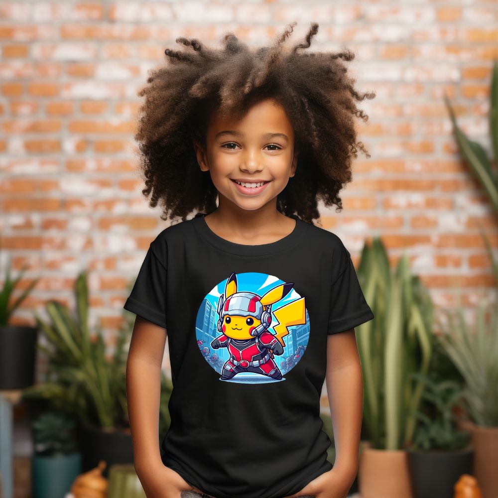Camiseta Infanto Juvenil Personagens Pikachu Super Heróis Homem Formiga