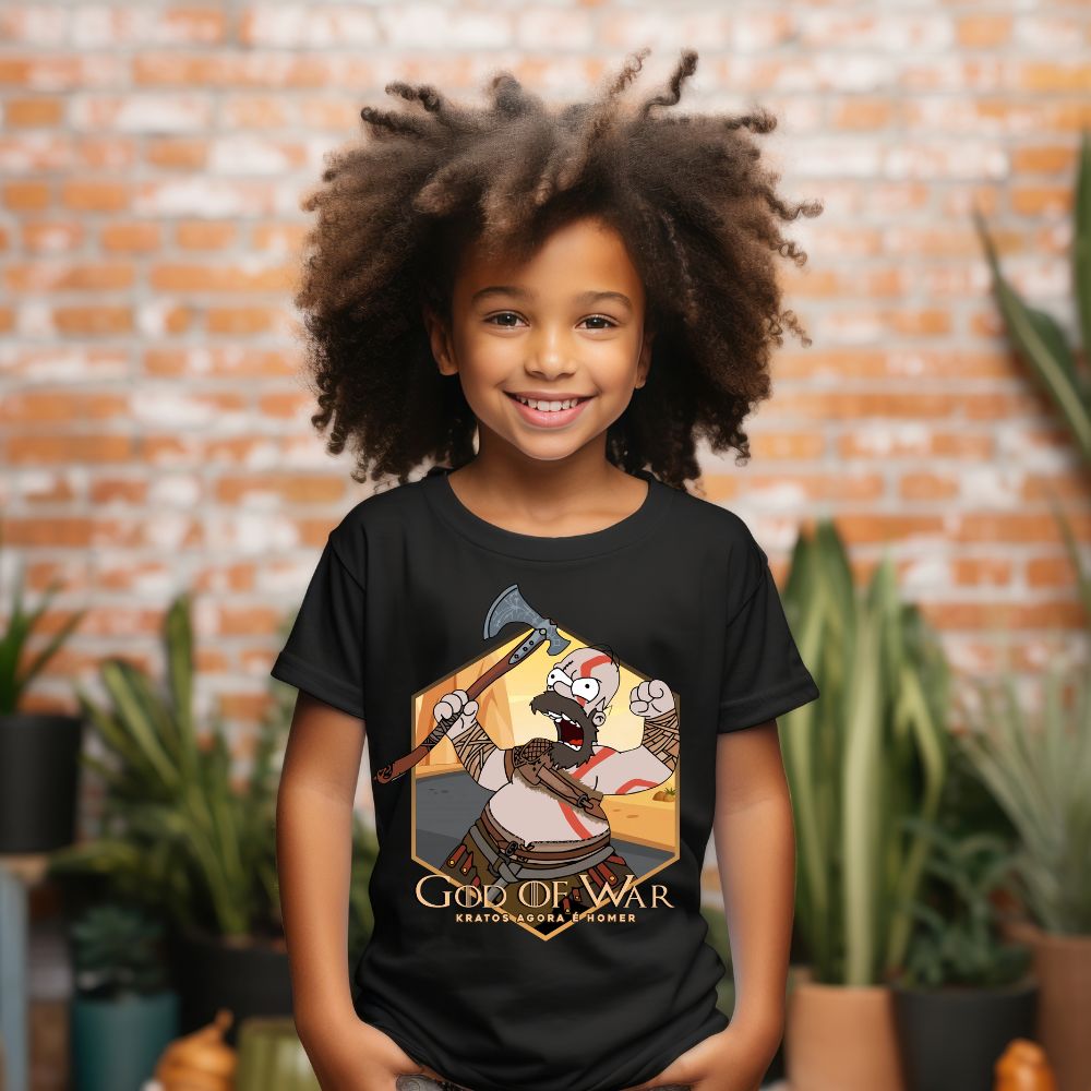 Camiseta Infanto Juvenil Personagens Simpsons Homer God of War