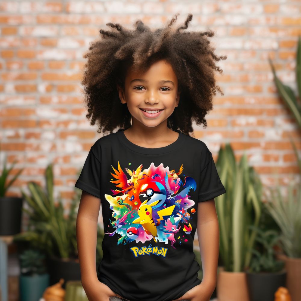Camiseta Infanto Juvenil Personagens Pokémon Pokebola Games