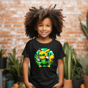 Camiseta Infanto Juvenil Personagens Pikachu Super Heróis Lanterna Verde