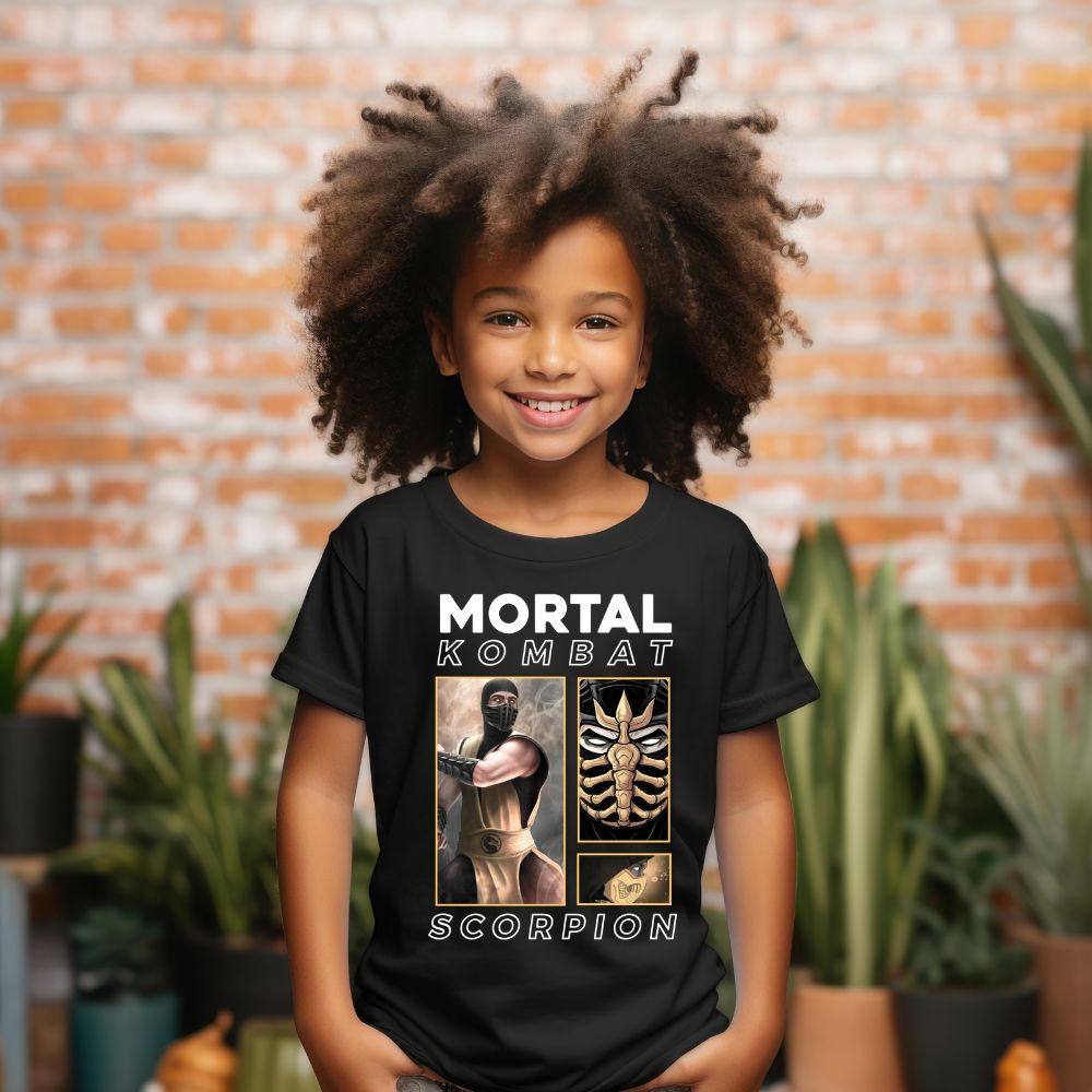 Camiseta Infanto Juvenil Personagens Jogos Games Mortal Kombat Scorpions